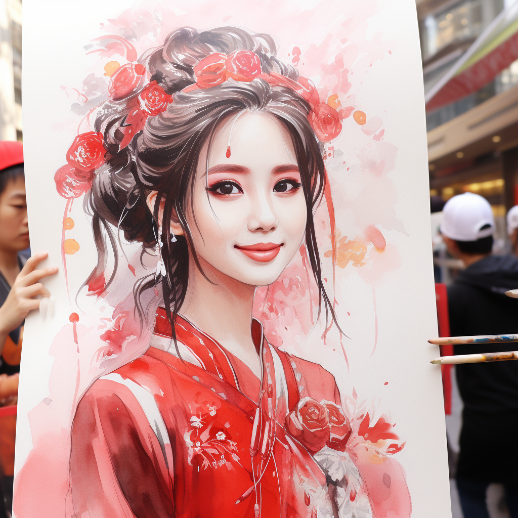 Beautiful girl celebrating Lunar New Year in Guangzhou