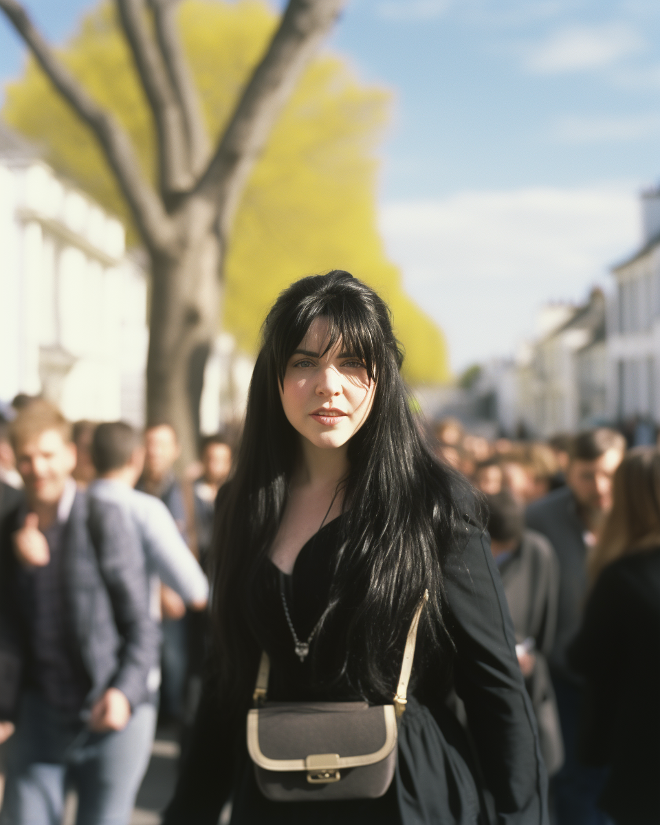 Portrait of a Beautiful Woman with Long Black Hair