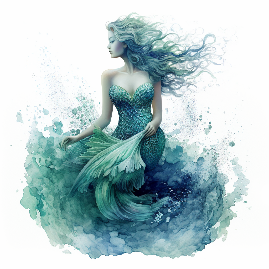 Illustration of a Beautiful Glittery Mermaid Woman