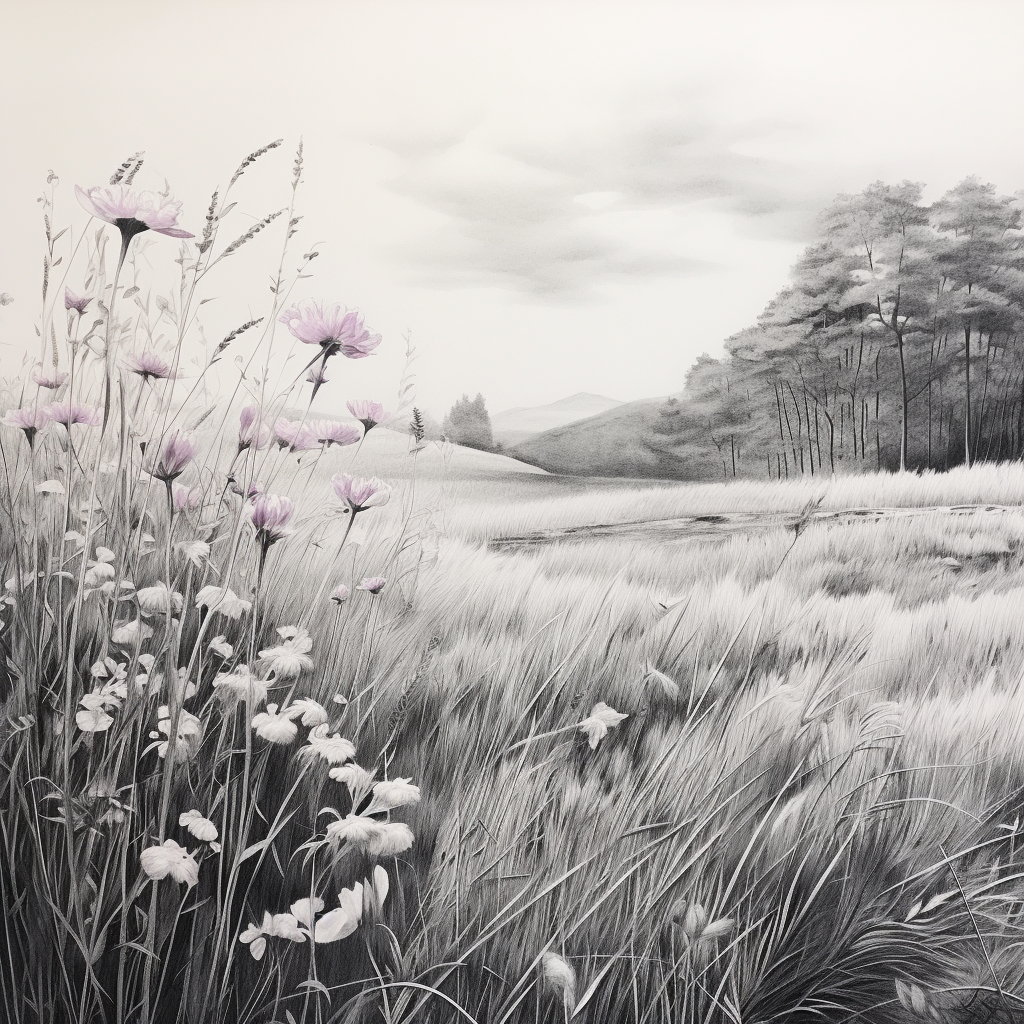 Picture of Vibrant Pink Flowers on Grass