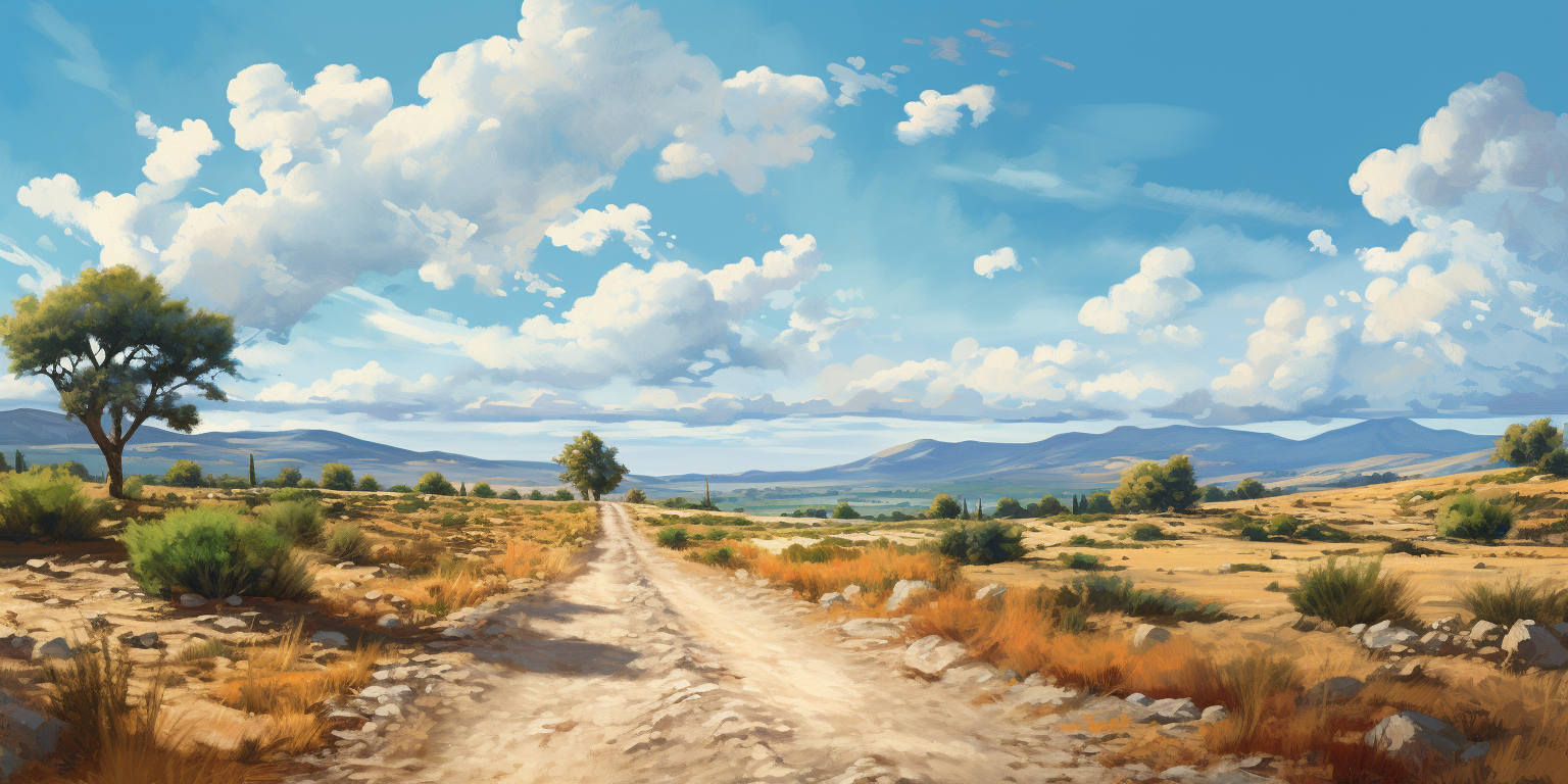 Scenic gravel road with Roman landscape