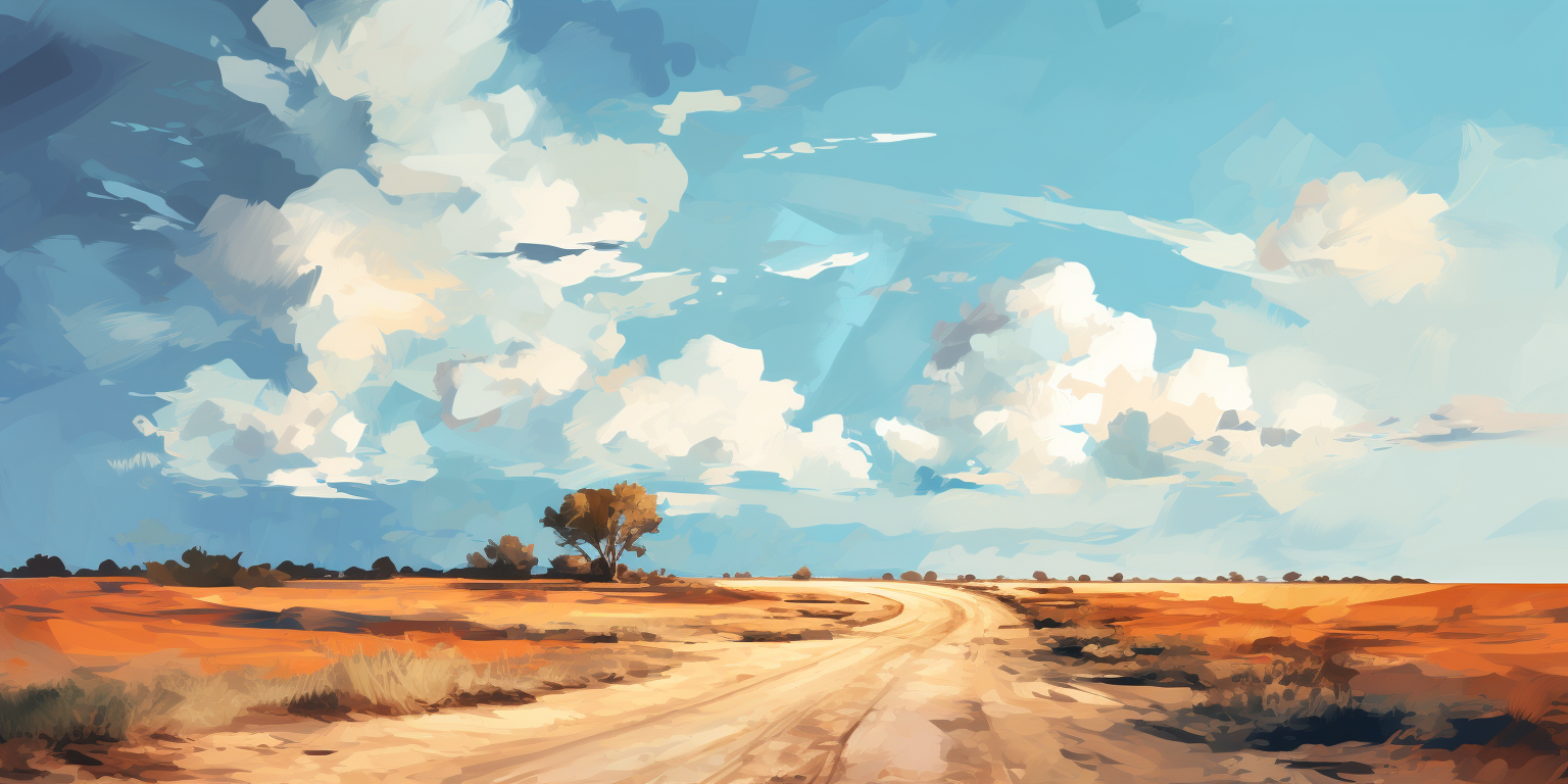 Expressive painting of a gravel road