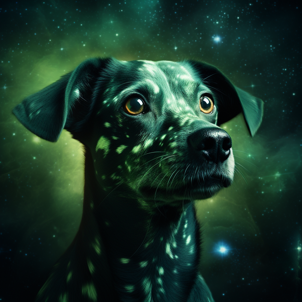 Beautiful green astro dog photo