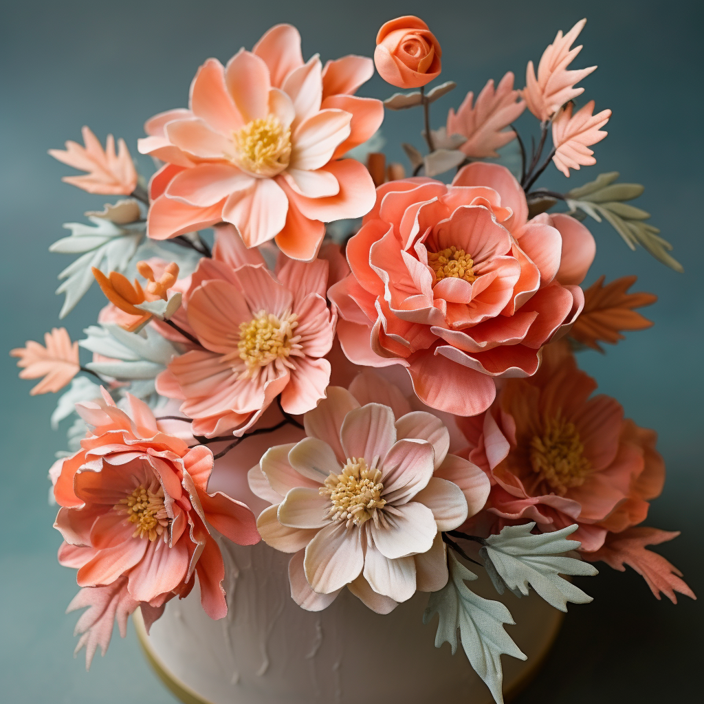 Vibrant gumpaste flowers adorning cake