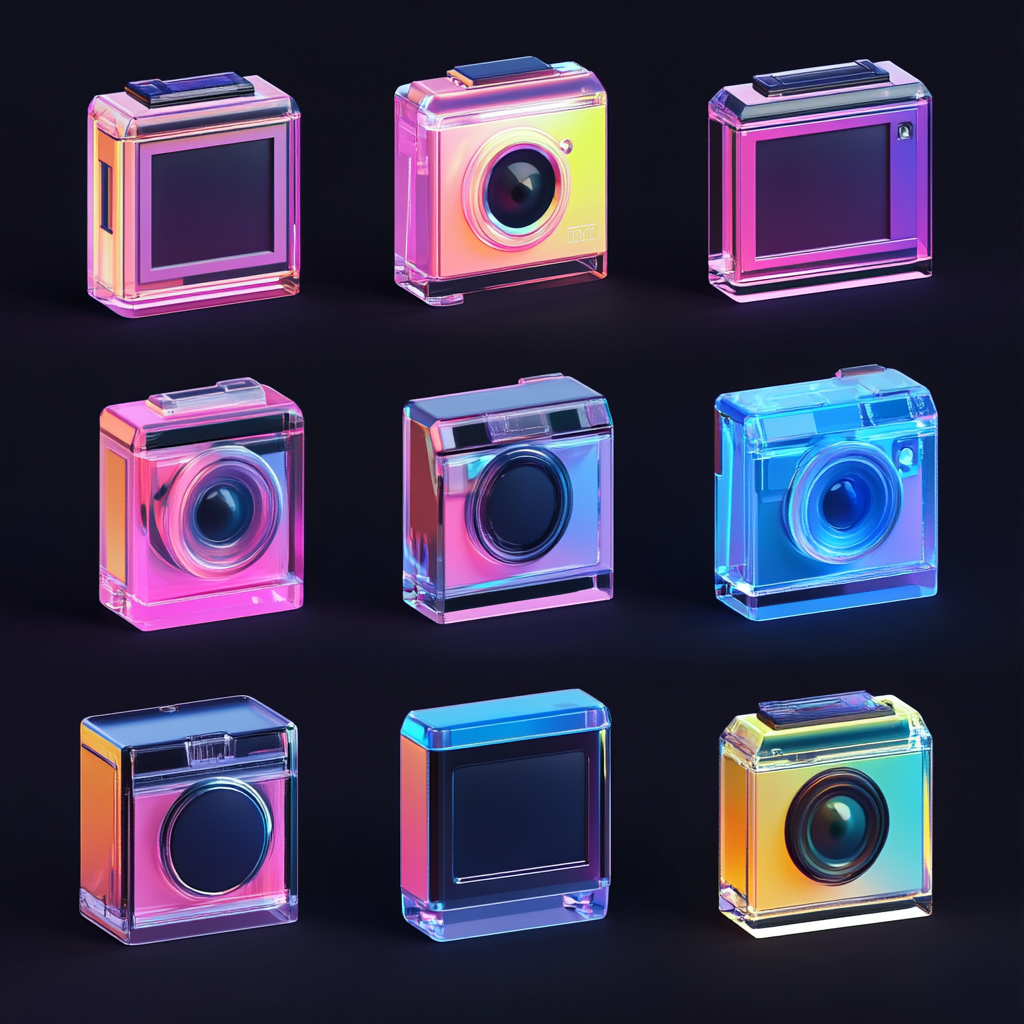 beautiful high resolution Polaroid icons with crystal texture