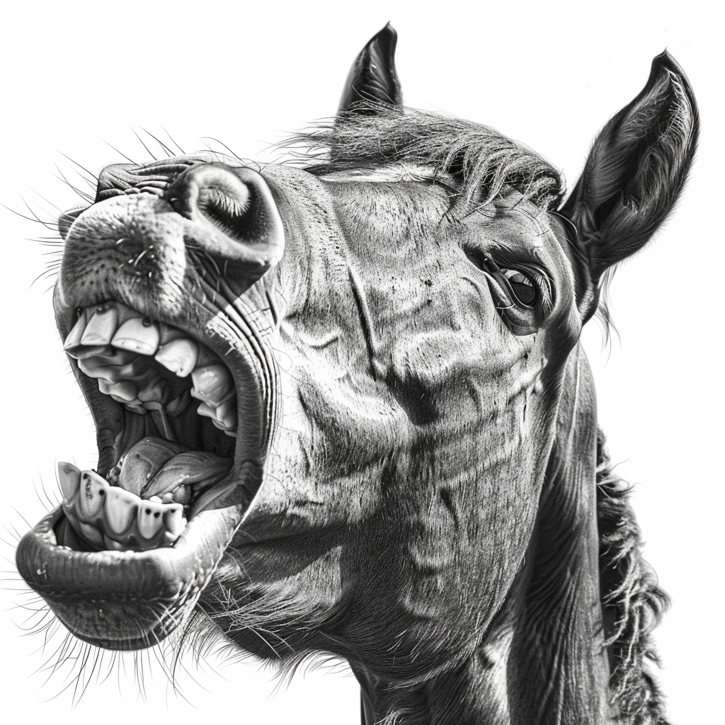 realistic horse laughing drawing