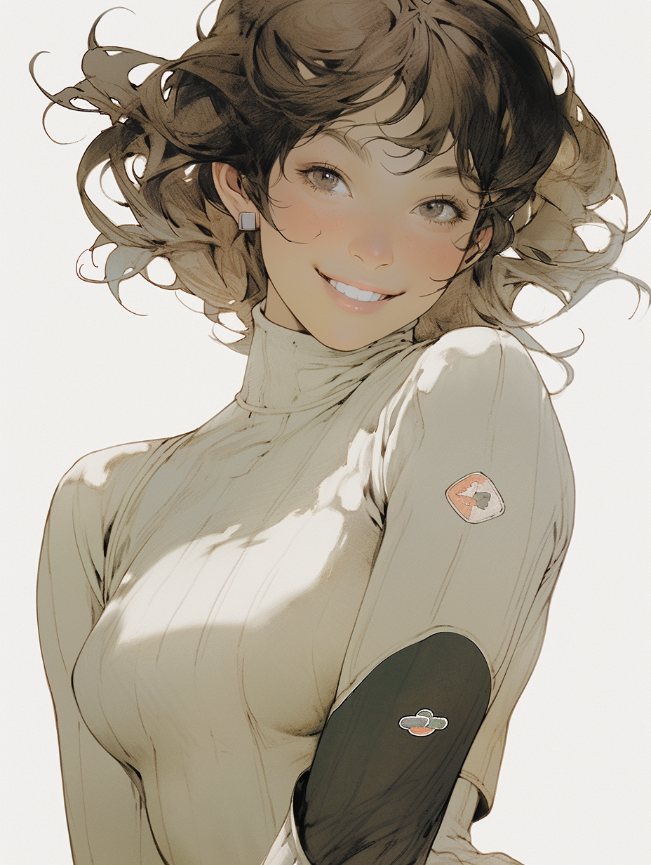 Beautiful Japanese Girl Diving Bodysuit Manga Illustration