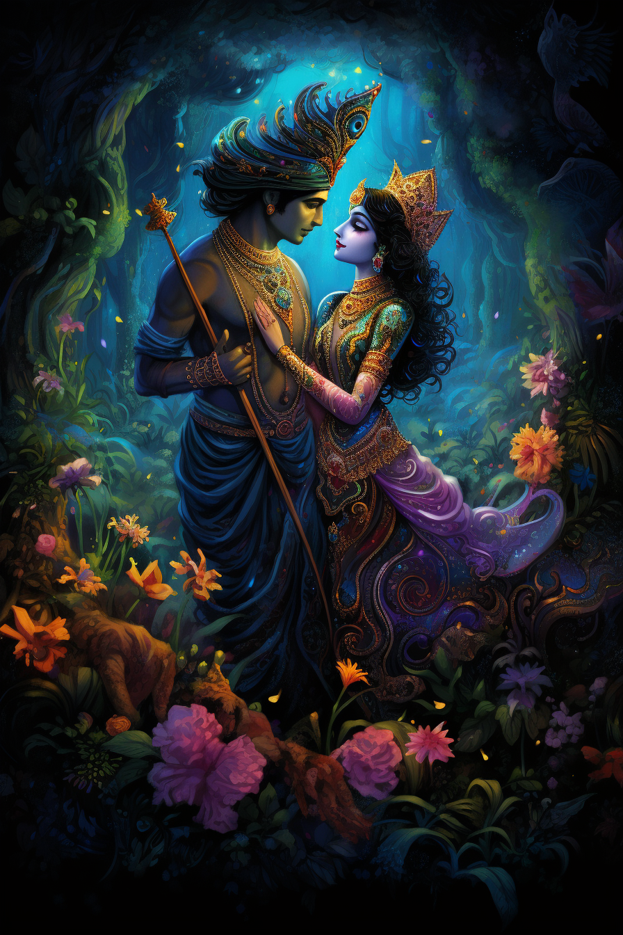 Enchanting Krishna Painting in Psychedelic Style