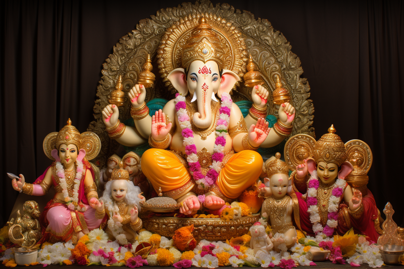 Lord Ganesh with Family Blessings