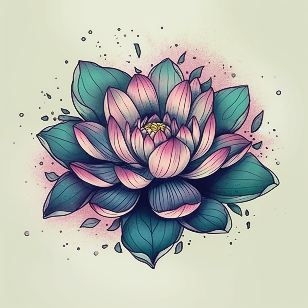 Lotus tattoo design in color