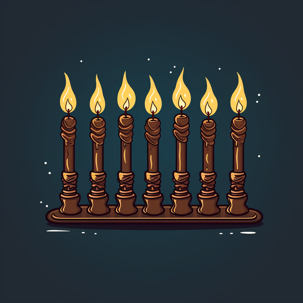 menorah with candles on white background