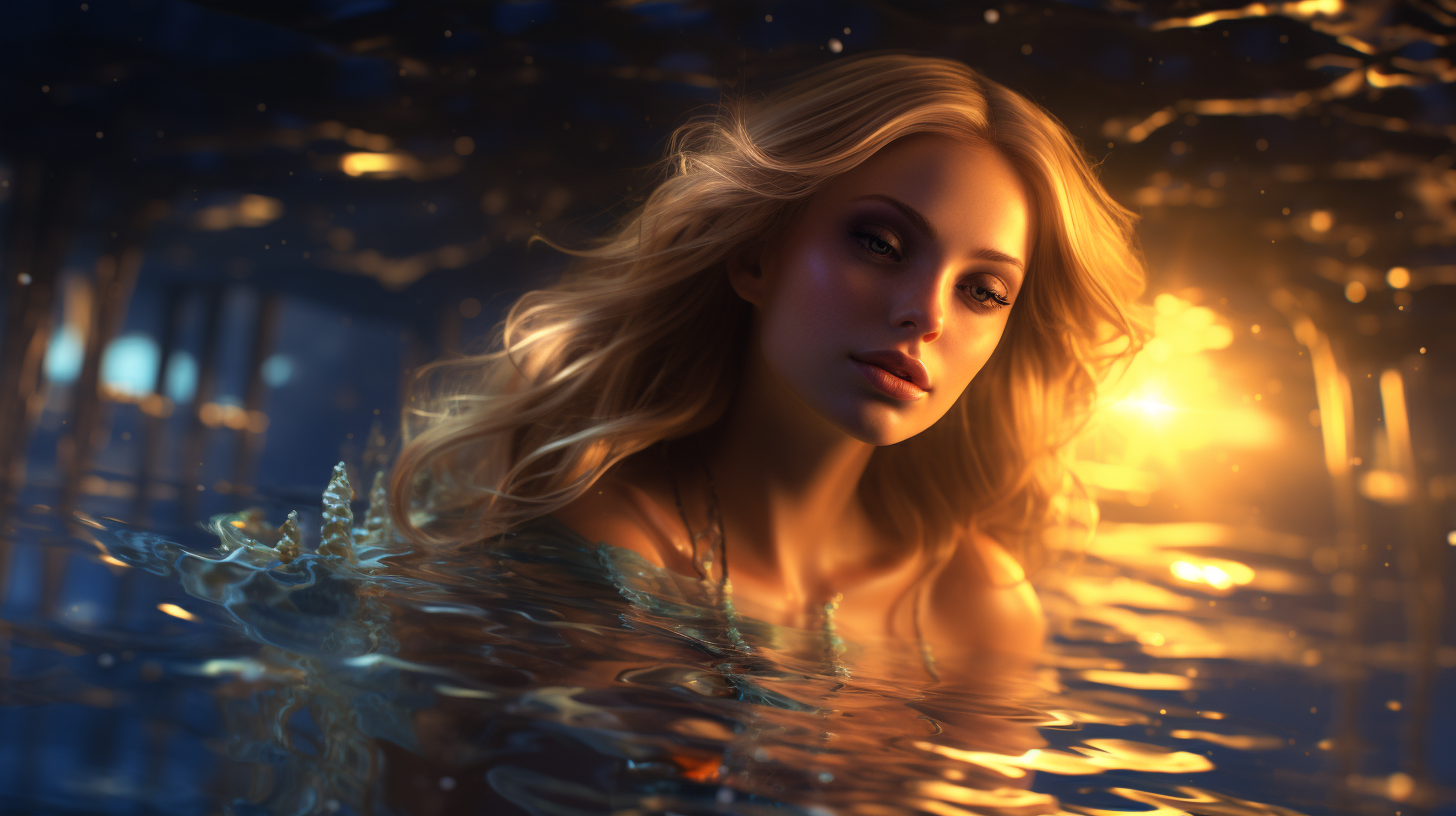 Realistic and Translucent Mermaid in Fantasy Pool