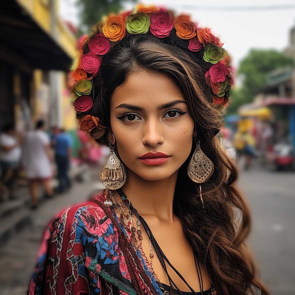 Beautiful Mexican woman with big eyes