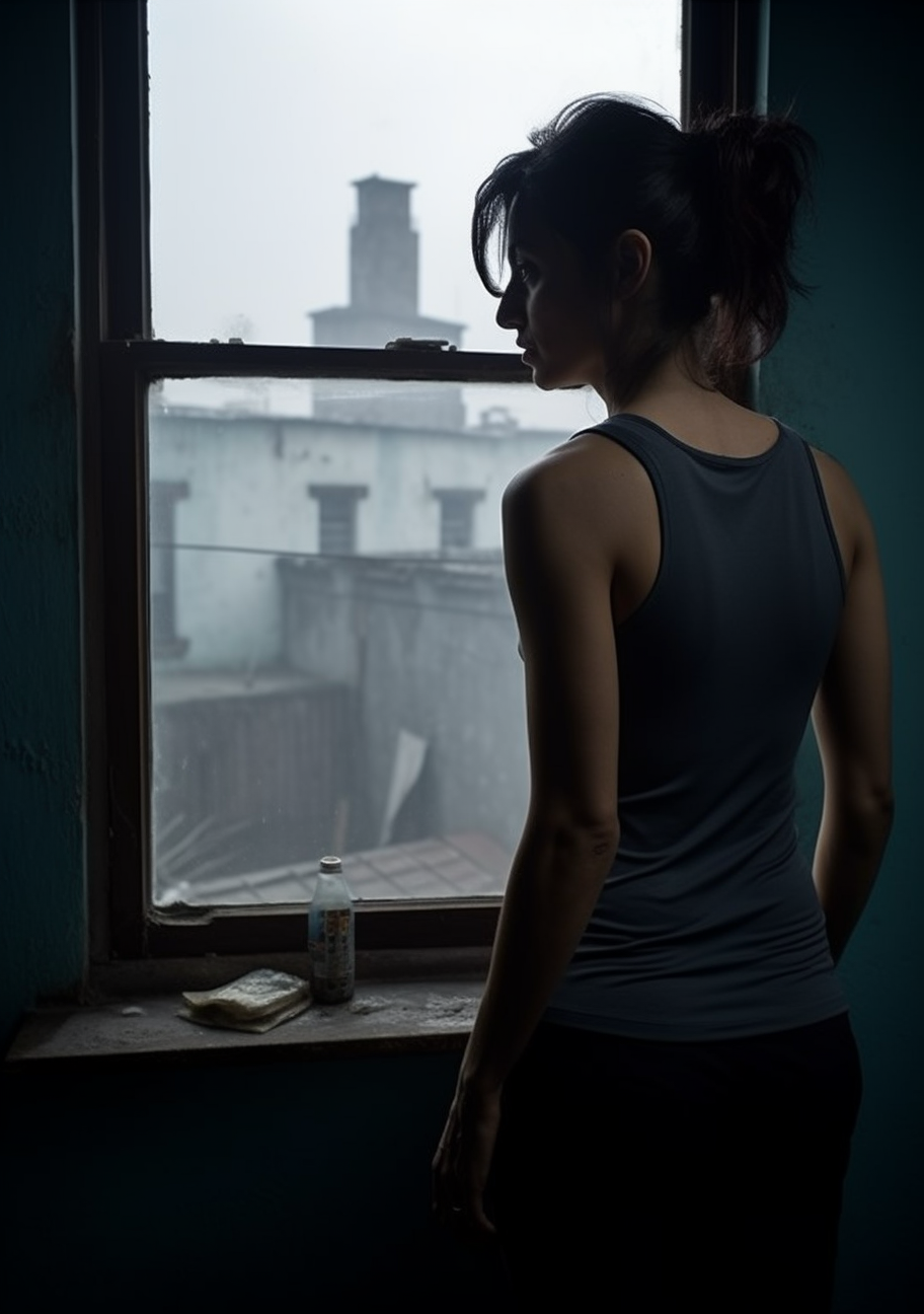 Smiling Mexican woman in blue apartment