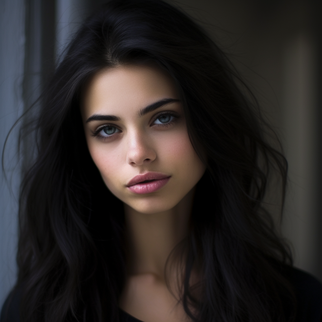 Beautiful model girl with electric blue eyes