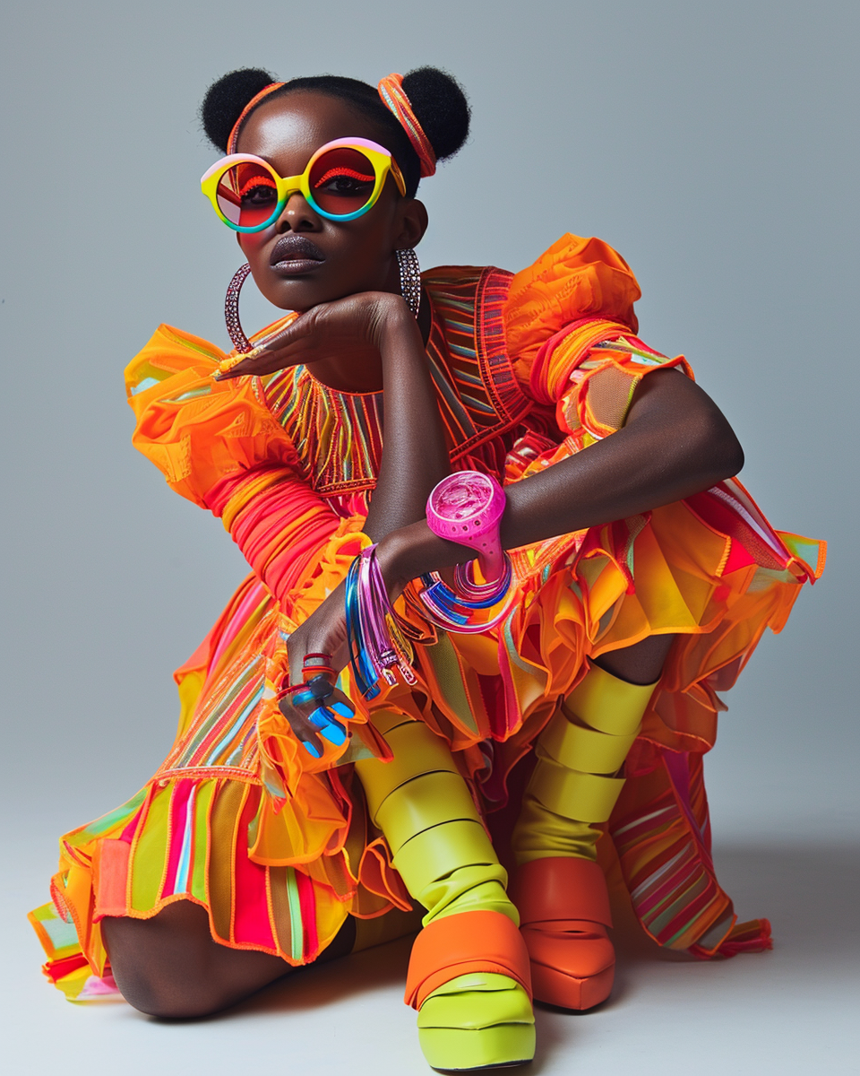 Beautiful model with colorful accessories