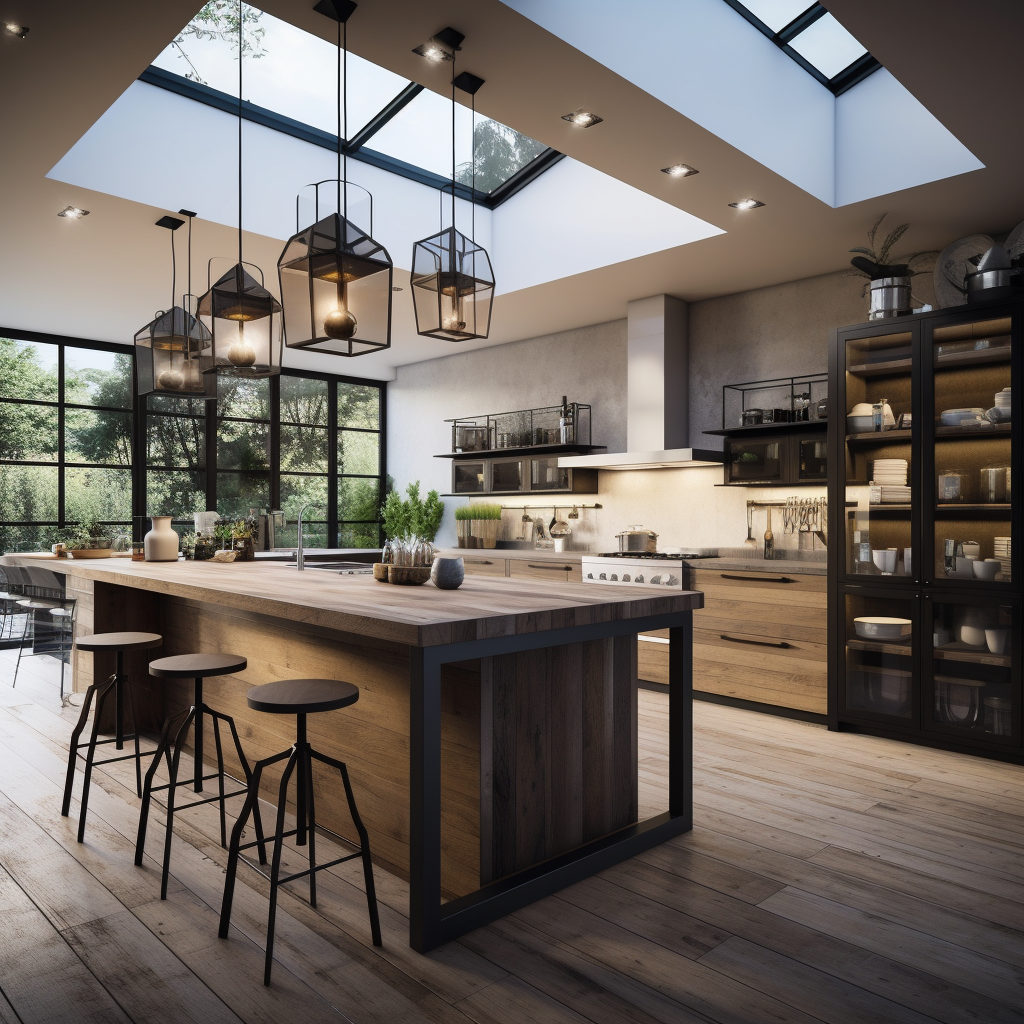 Beautiful modern kitchen with organic industrial style