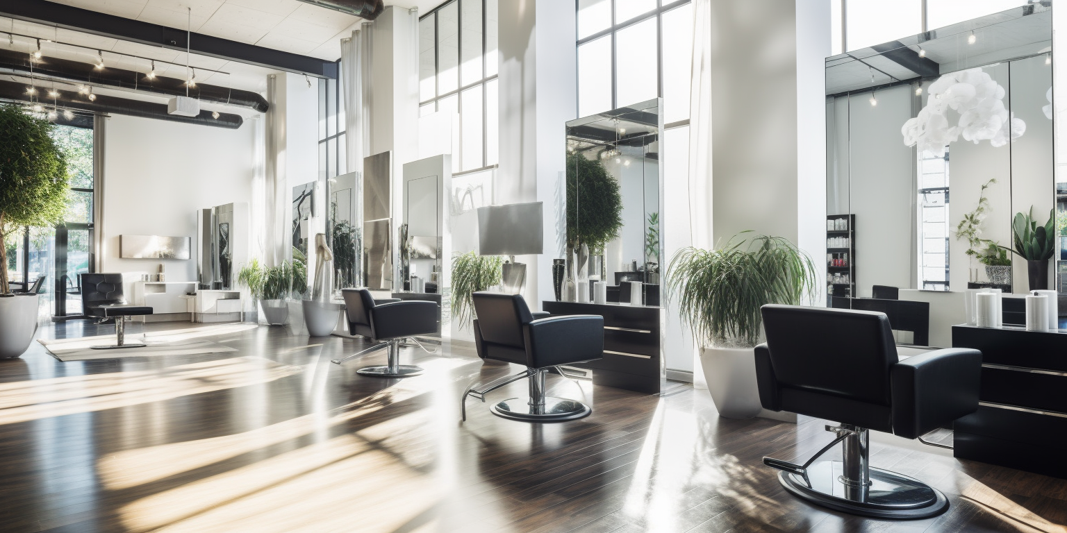 Beautiful Modern Salon with Customers in Background