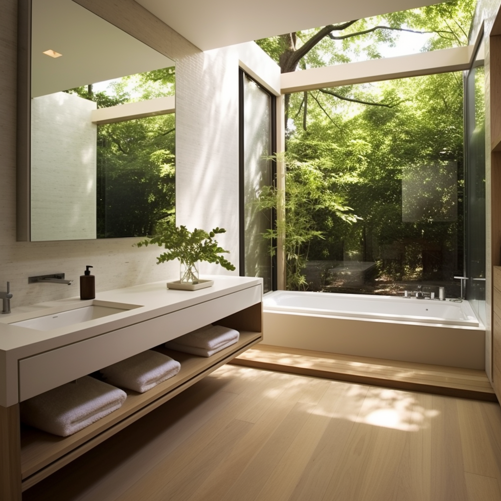 Beautiful bathroom with window view