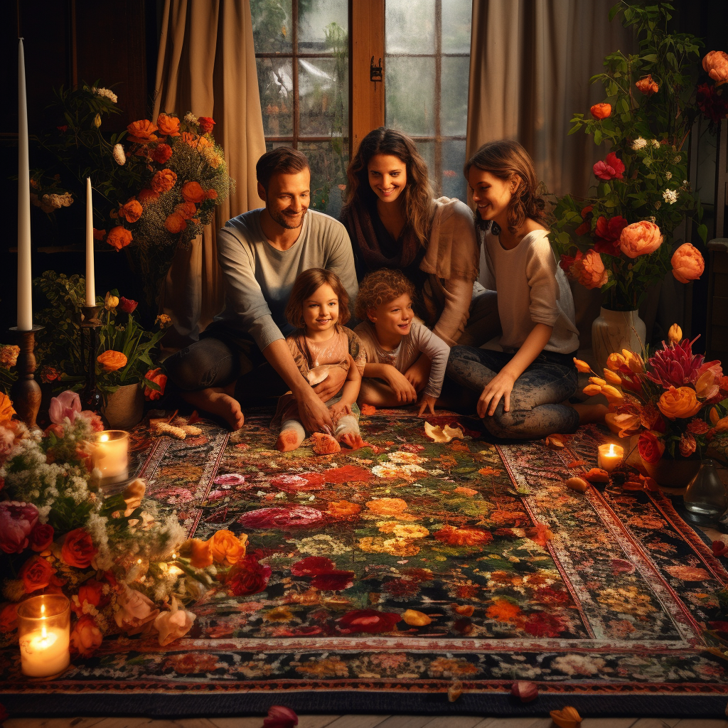 Family celebrating New Year in beautiful mountain house