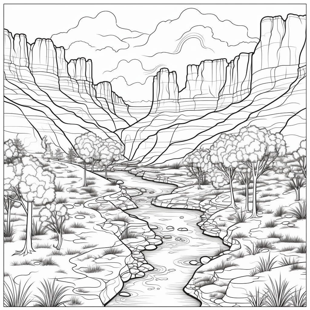 beautiful nation park landscapes cartoon sketch