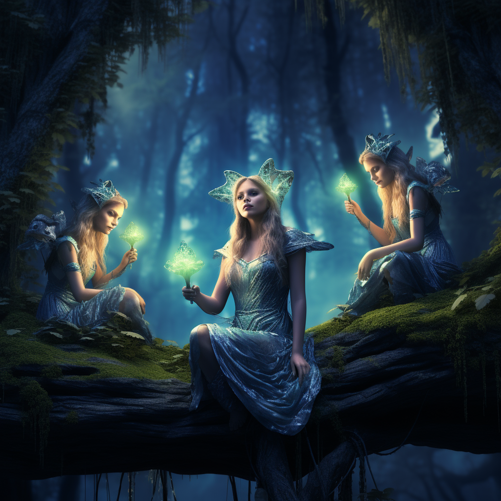 Night Elves in Enchanted Forest