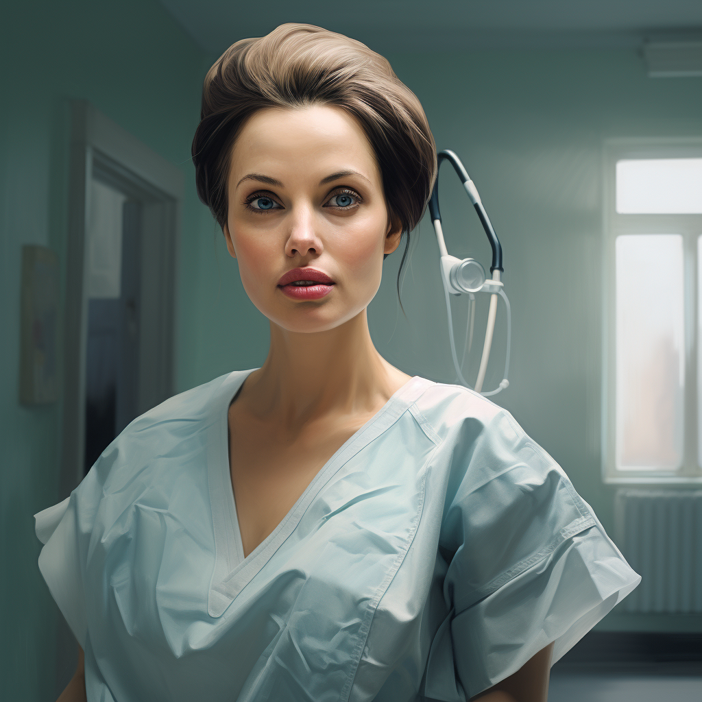 Angelina Jolie as nurse in hospital