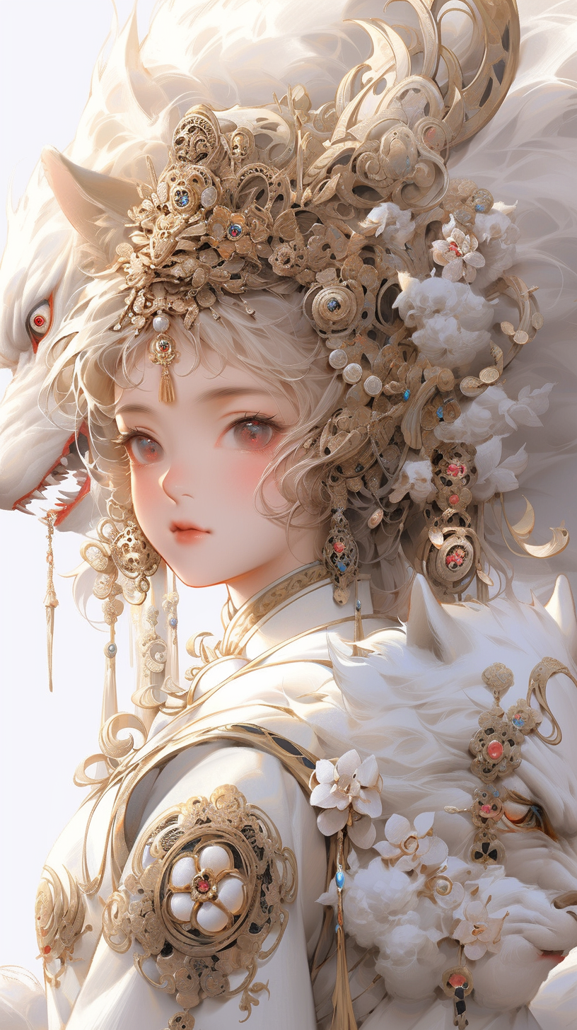 Beautiful ornate costume in sci-fi illustration