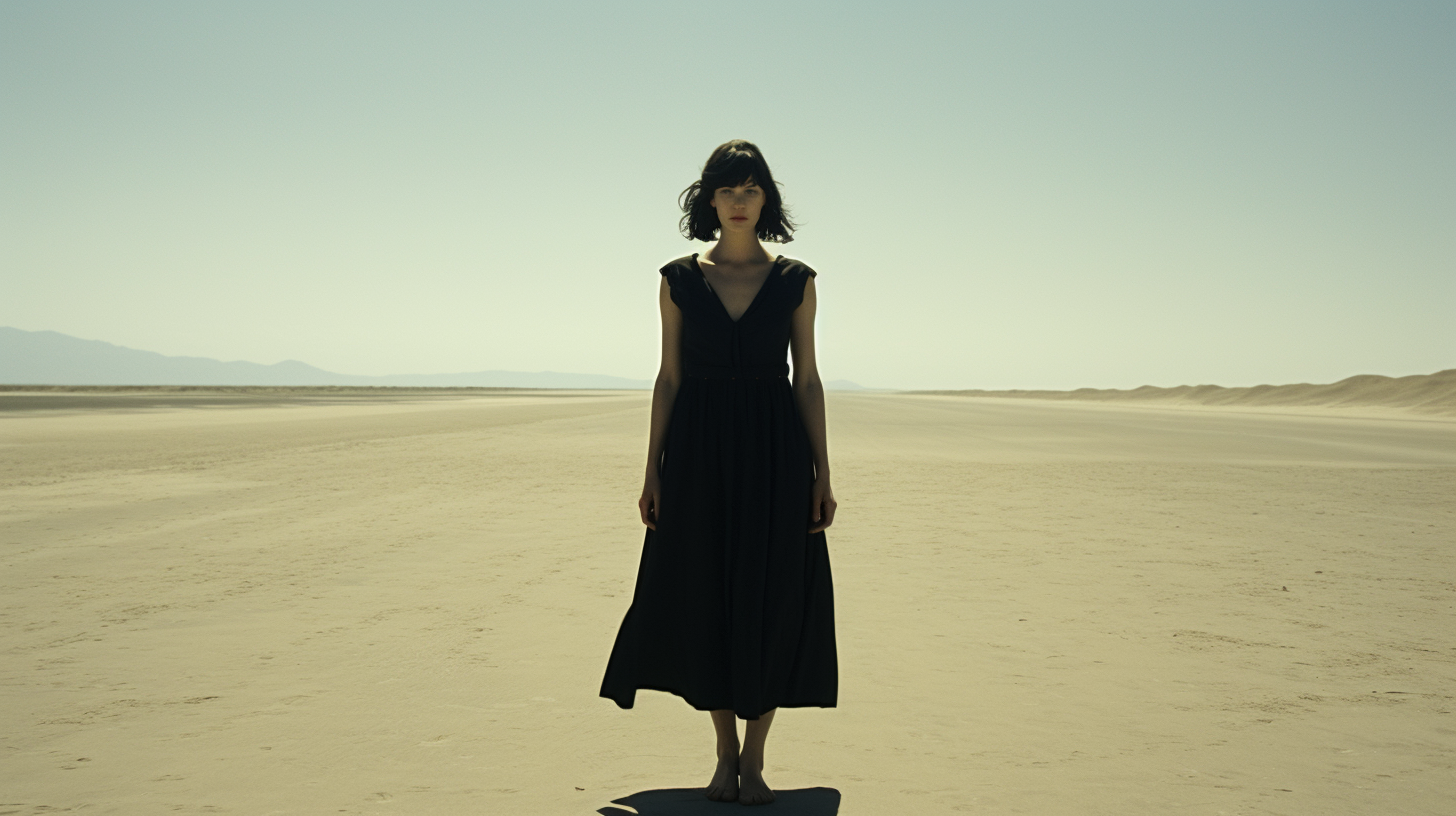 Beautiful Pale Goth Woman in Black Dress