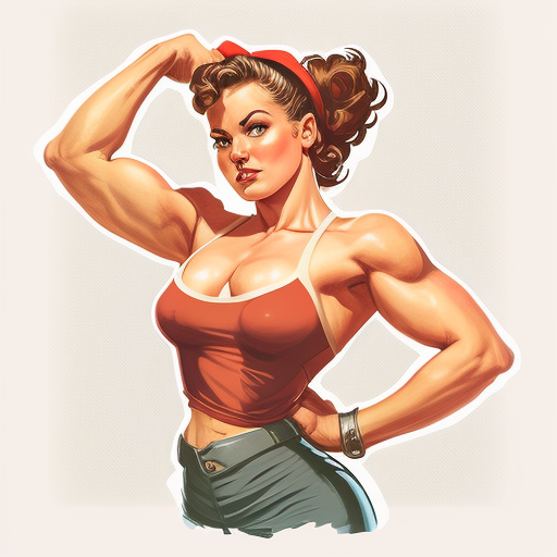 Beautiful muscular pin up girl flexing