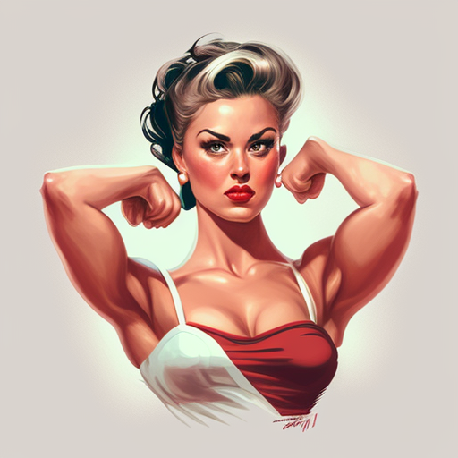 Beautiful Pin-Up Muscle Girl Flexing Biceps