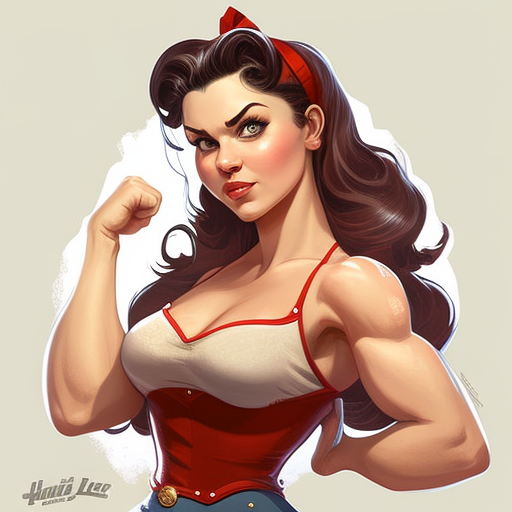 Muscle girl flexing biceps