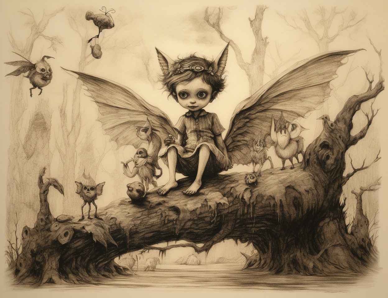 Children's sketch of a beautiful pixie