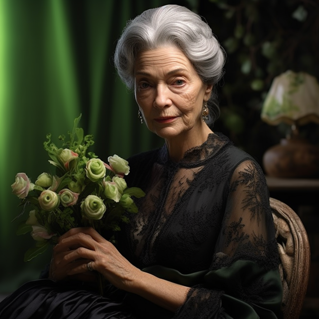 Woman in Exquisite Flower Dress