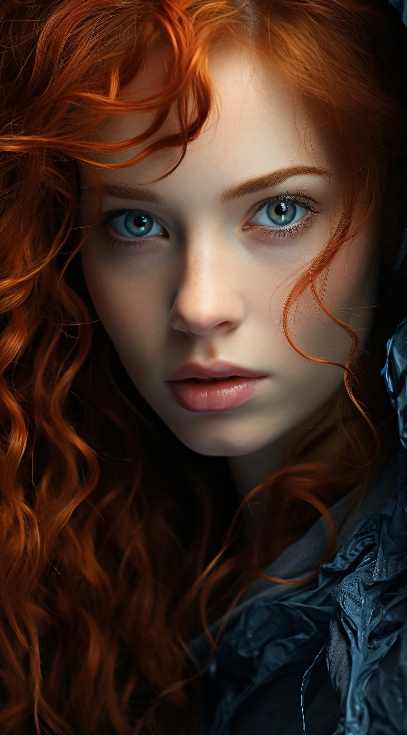 Redhead with Deep Ocean Blue Eyes