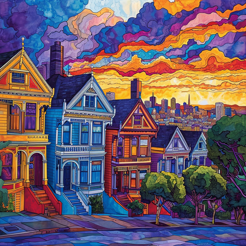 san-francisco-beautiful-scene-painted-ladies-psychedelic