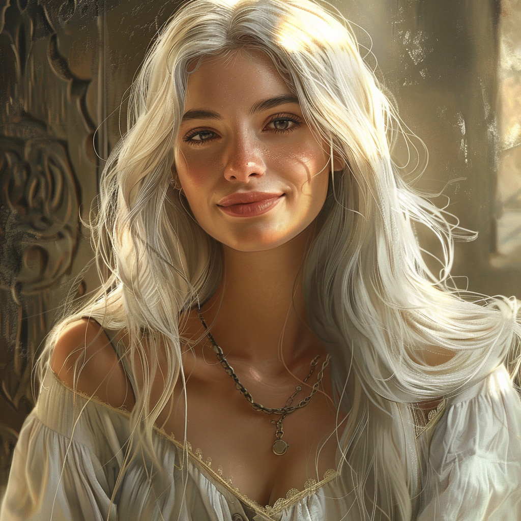 Graceful woman with silver hair