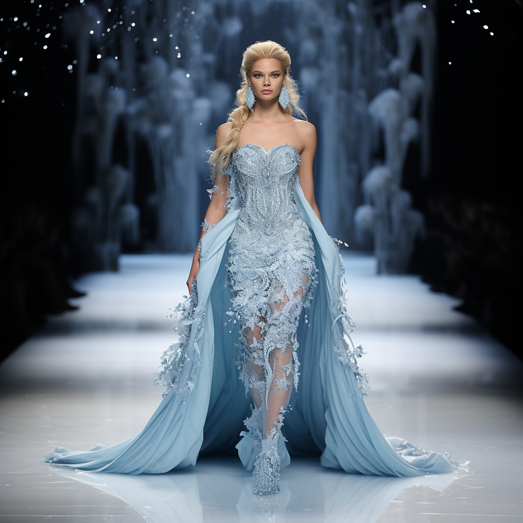 Stunning snow queen in ice dress