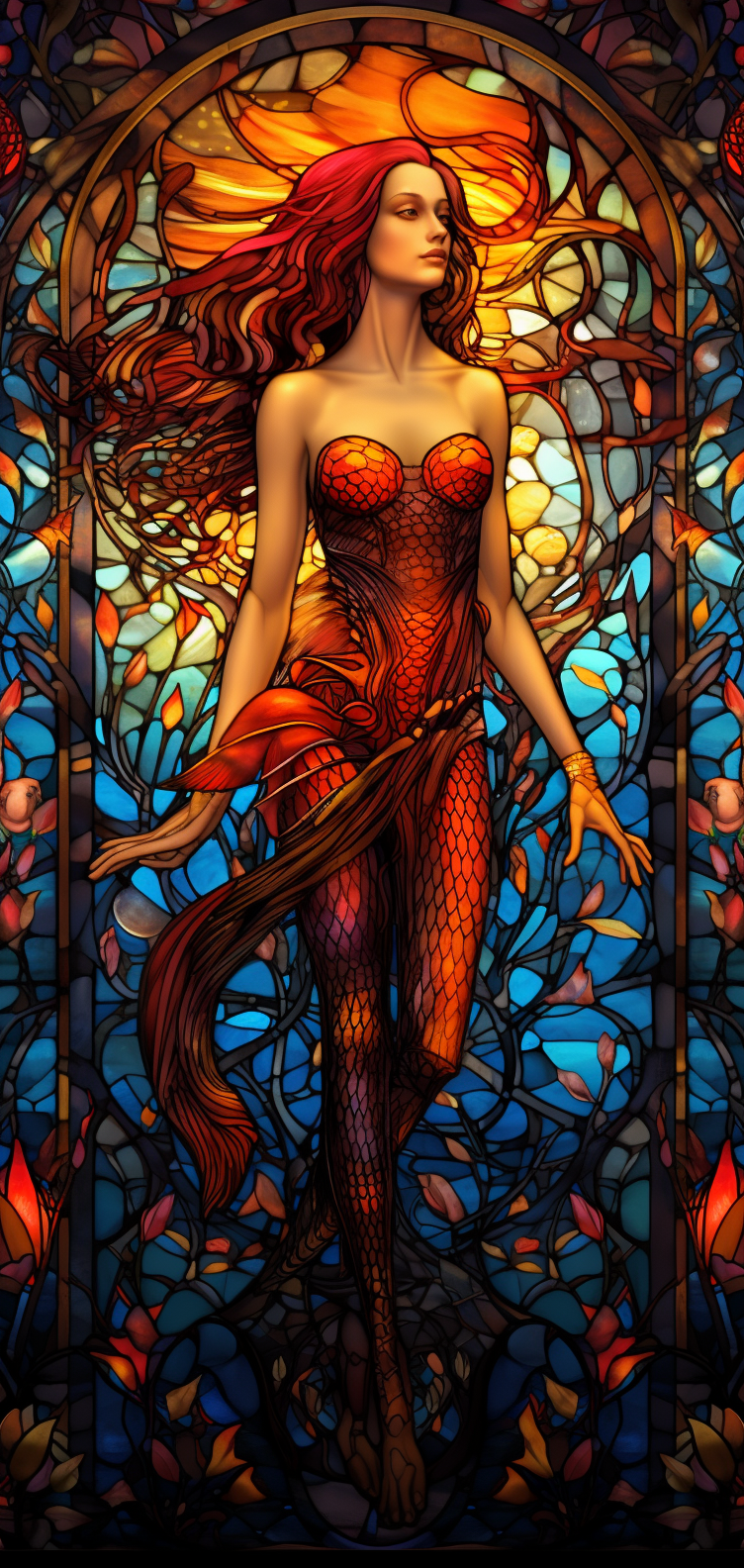 Colorful siren posing like Venus