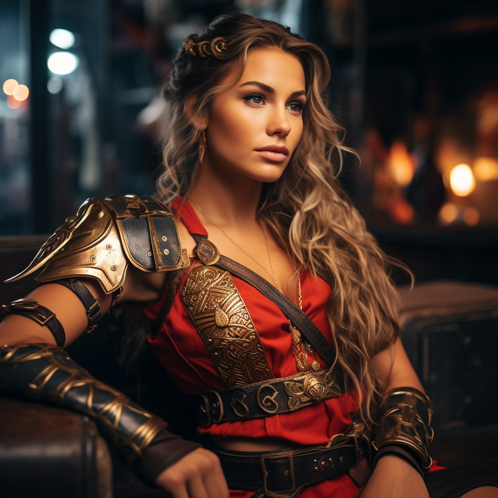 Beautiful Viking woman with golden designs