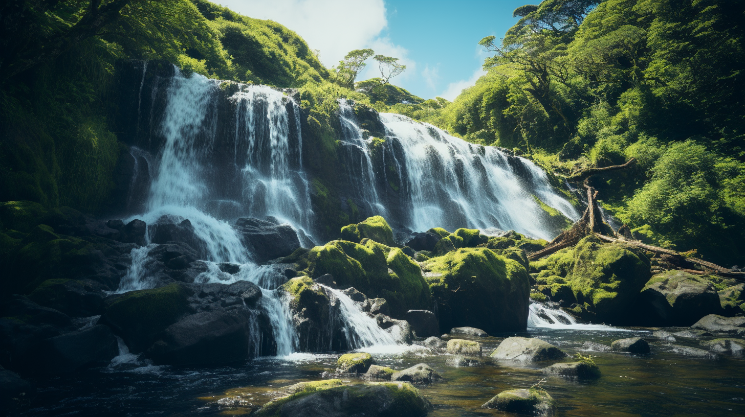 Serene waterfall in picturesque scenery