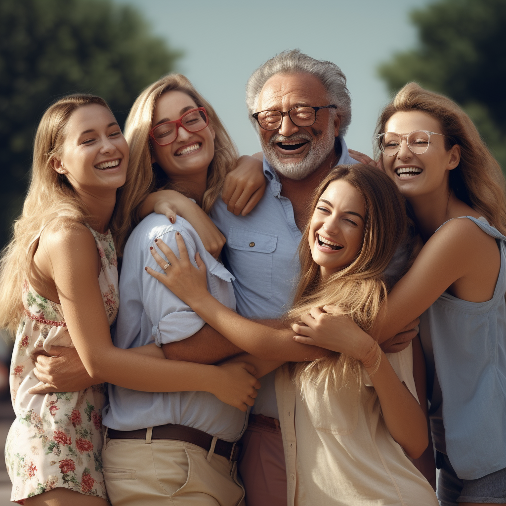 Group of happy people enjoying beautiful weather