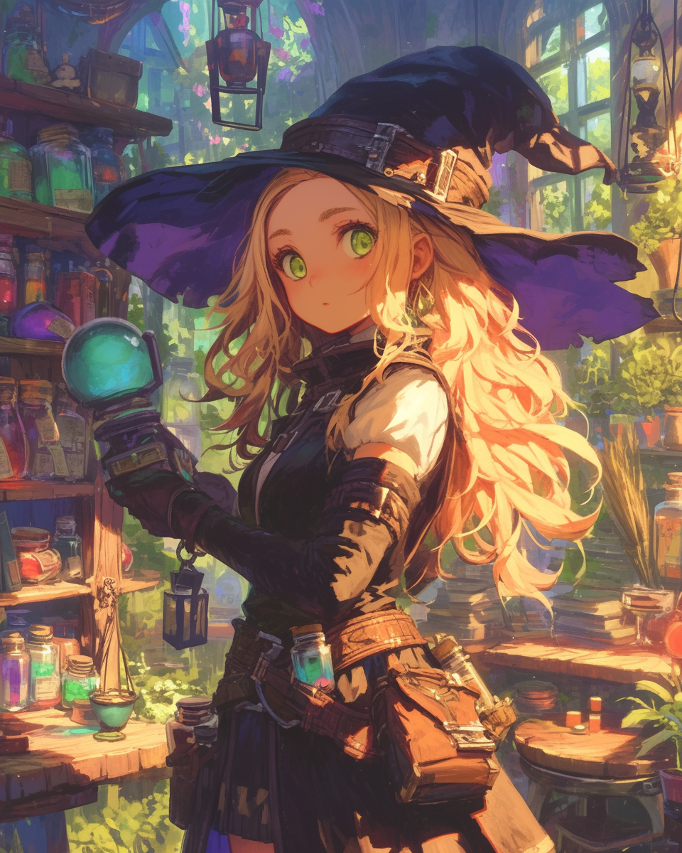 Cute Colorful Anime Witch Art