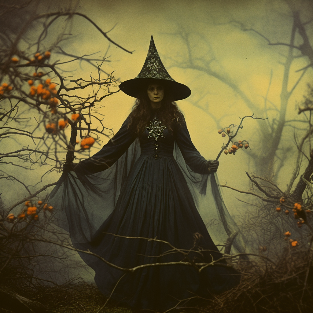 Beautiful Witch in Misty Woods