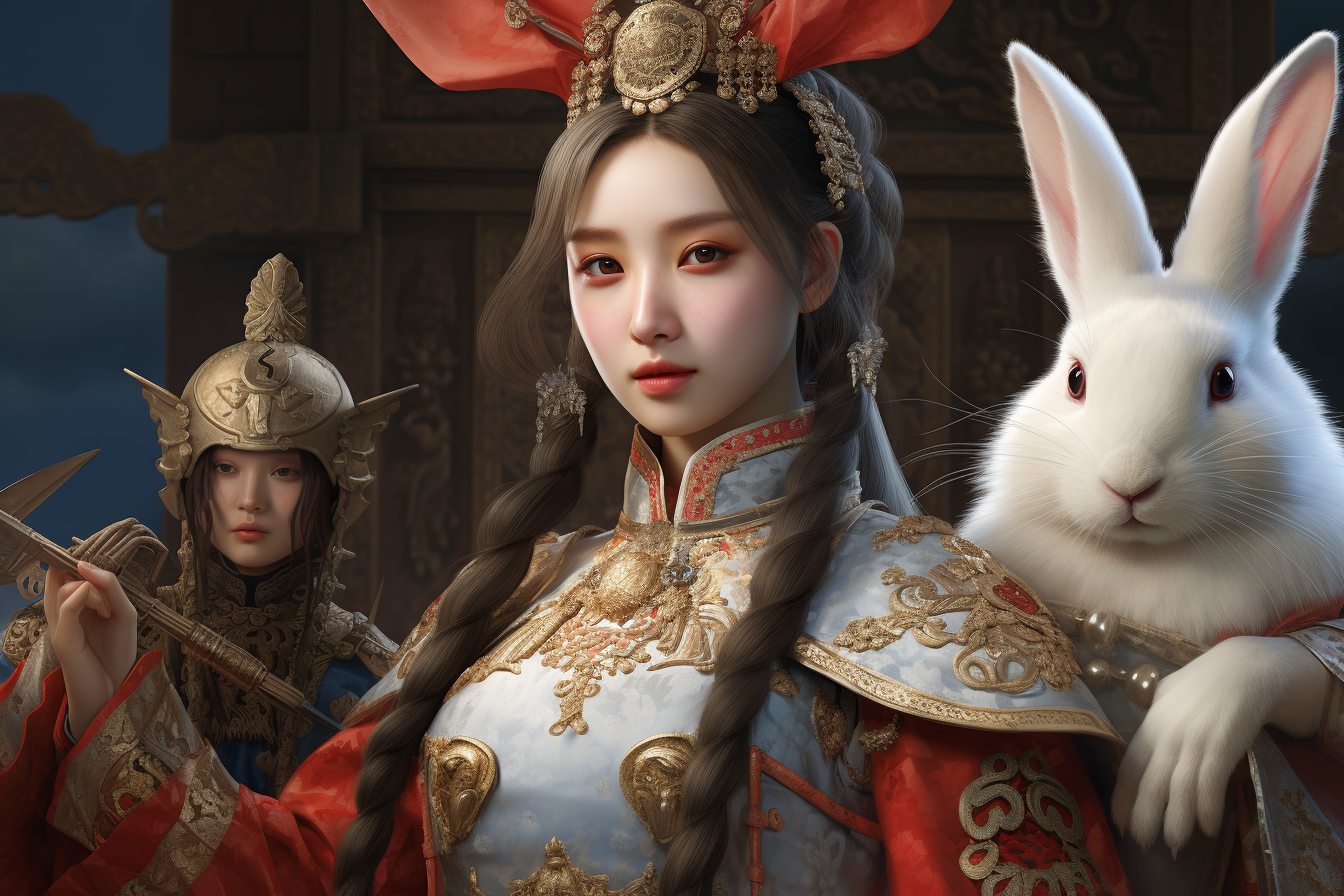 Three Distinct Figures - Woman, General, and Rabbit