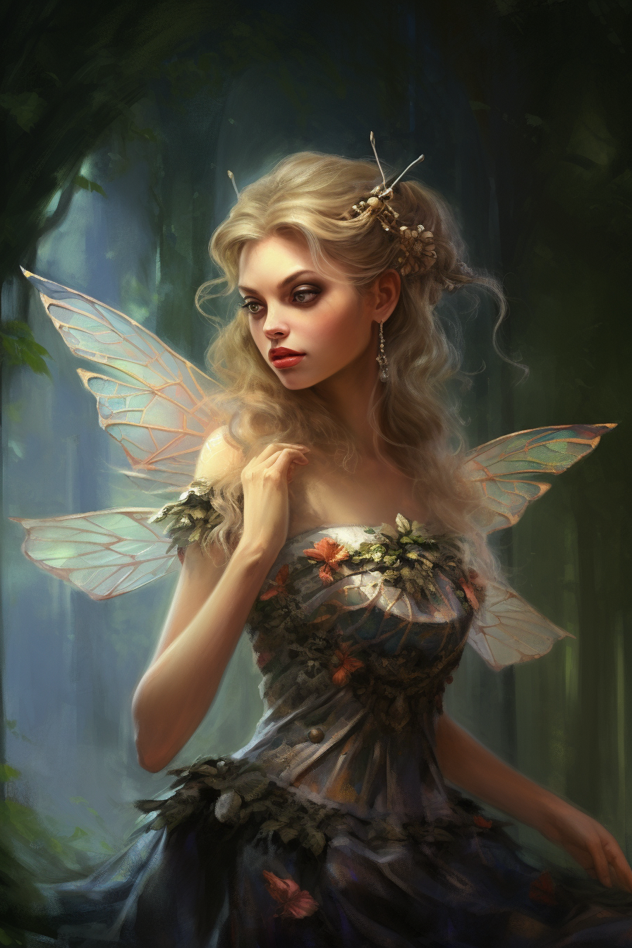 Beautiful woman elf painting art