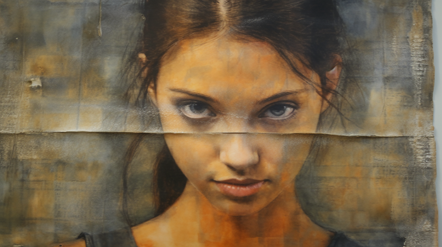 Beautiful woman with encaustic painting