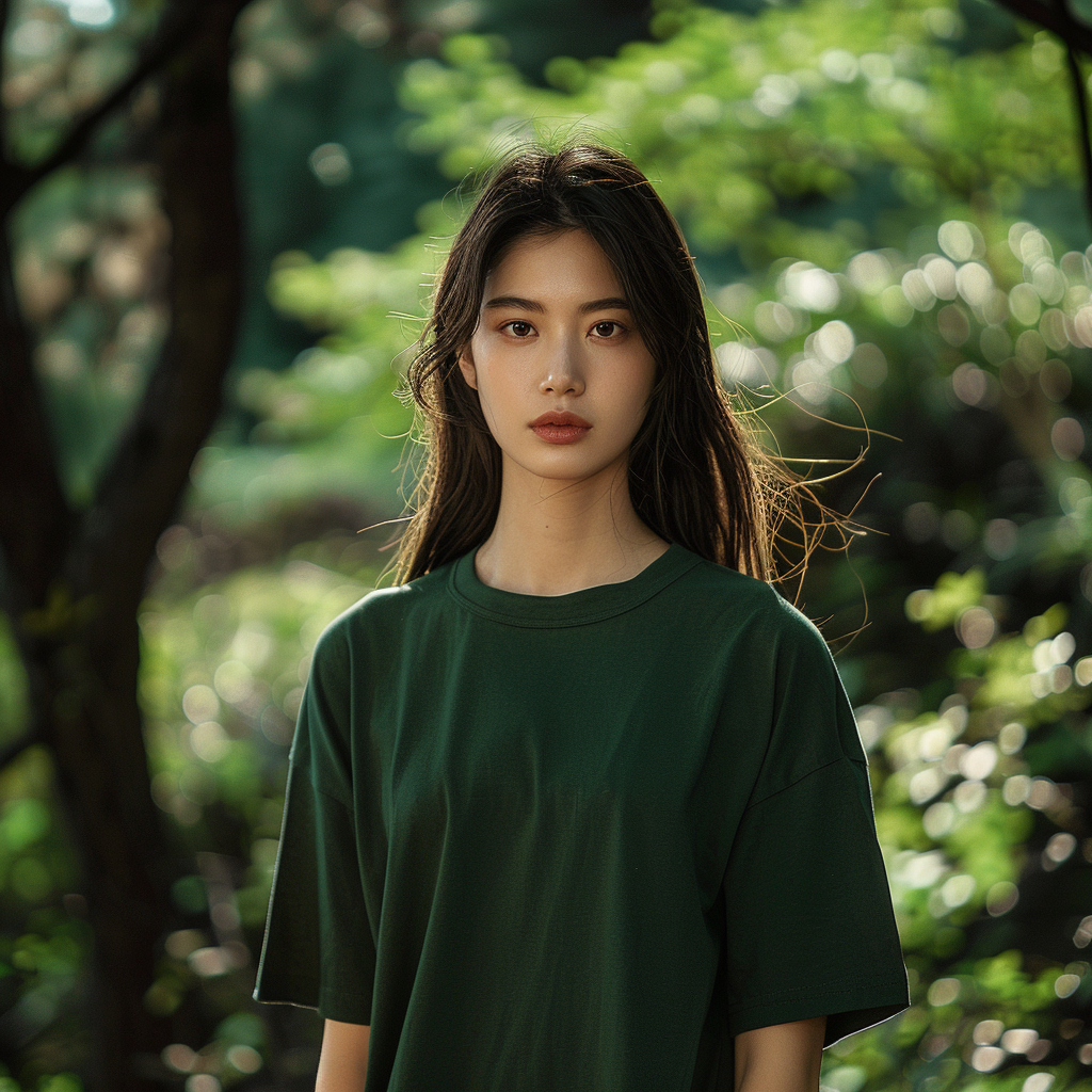 Woman in Green T-Shirt