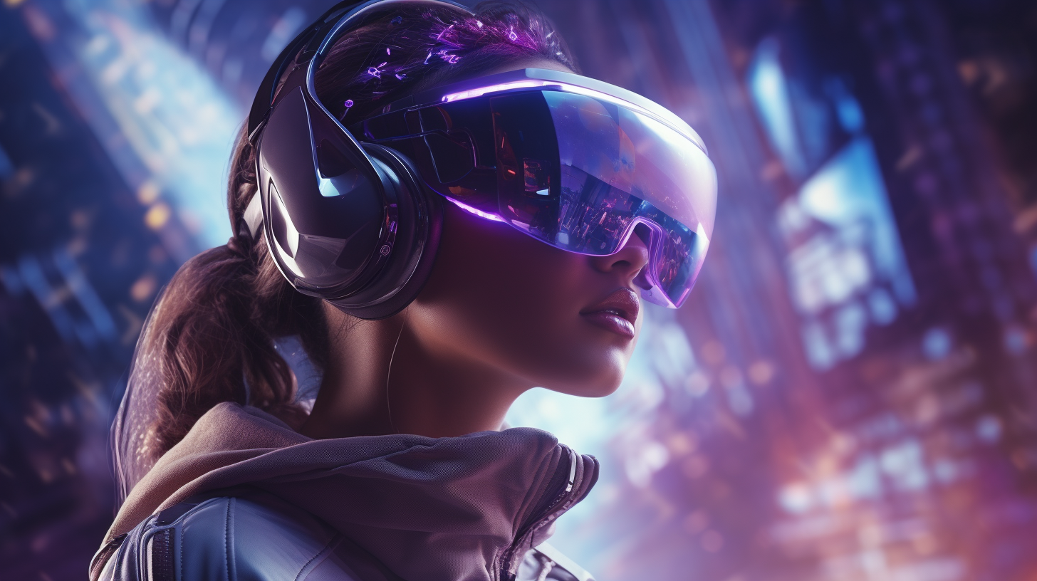 Stunning woman in virtual reality goggles