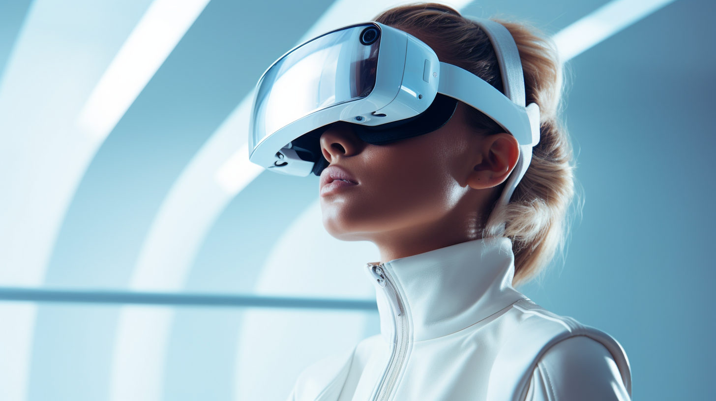 Stylish woman with VR goggles